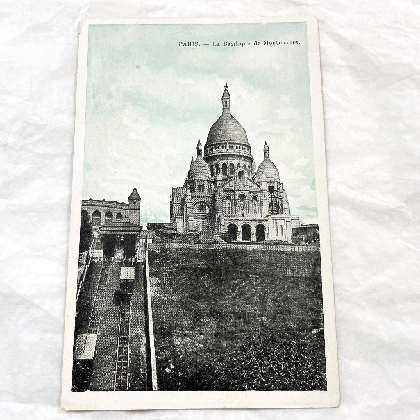 1910s - Vintage Postcard - Paris Sacré-Cœur Basilica Montmartre - Historic French Architecture Funicular View - Paris Scene