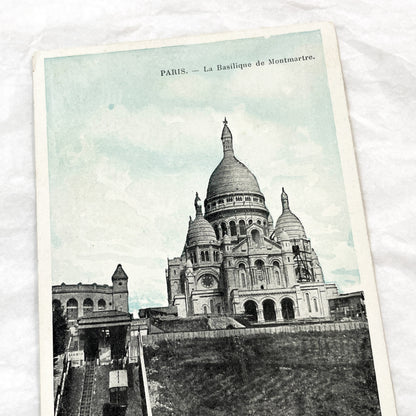 1910s - Vintage Postcard - Paris Sacré-Cœur Basilica Montmartre - Historic French Architecture Funicular View - Paris Scene