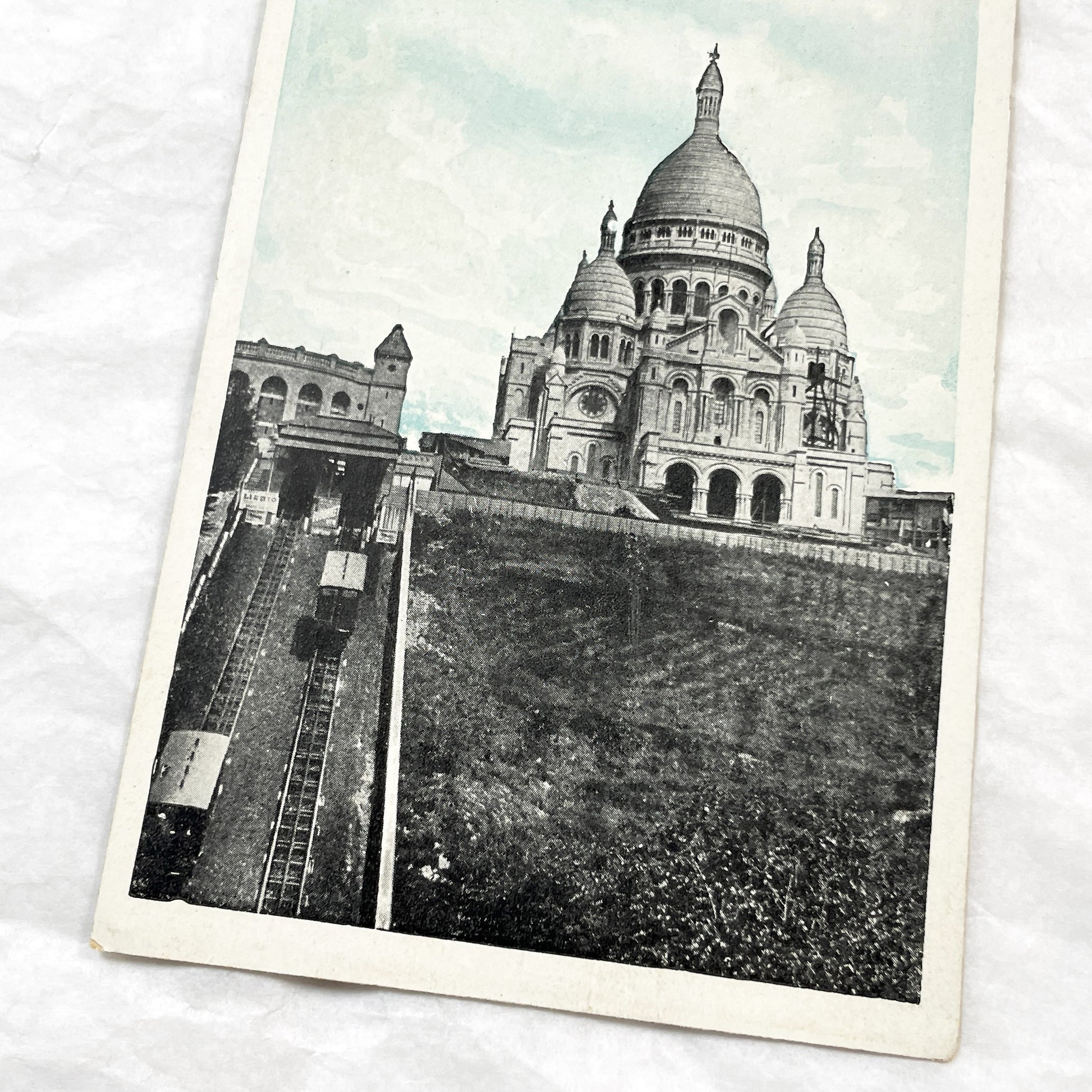 1910s - Vintage Postcard - Paris Sacré-Cœur Basilica Montmartre - Historic French Architecture Funicular View - Paris Scene