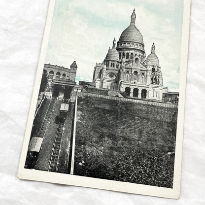 1910s - Vintage Postcard - Paris Sacré-Cœur Basilica Montmartre - Historic French Architecture Funicular View - Paris Scene