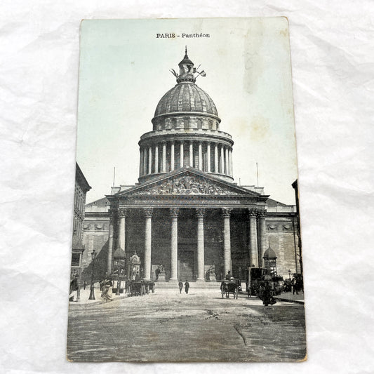 1900s - Vintage Paris Postcard - Le Panthéon Monument - Historic French Architecture - Horse-Drawn Carriages - Parisian Street Scene