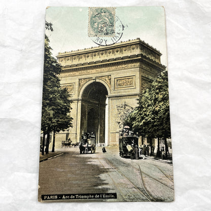 1900s - Vintage Paris Postcard - Arc de Triomphe L'Etoile - Old French Landmark - Early 20th Century Street Scene - Historic Ephemera