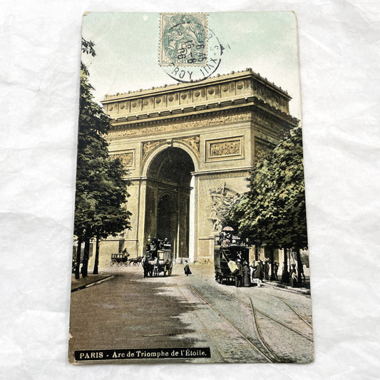1900s - Vintage Paris Postcard - Arc de Triomphe L'Etoile - Old French Landmark - Early 20th Century Street Scene - Historic Ephemera