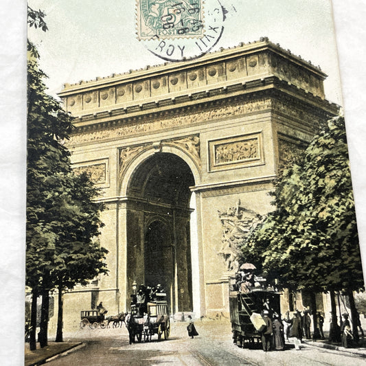 1900s - Vintage Paris Postcard - Arc de Triomphe L'Etoile - Old French Landmark - Early 20th Century Street Scene - Historic Ephemera