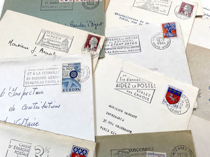 1960s - Lot of 20 Vintage French Envelopes – 1960s Ephemera for Junk Journals, Collage & Paper Crafts