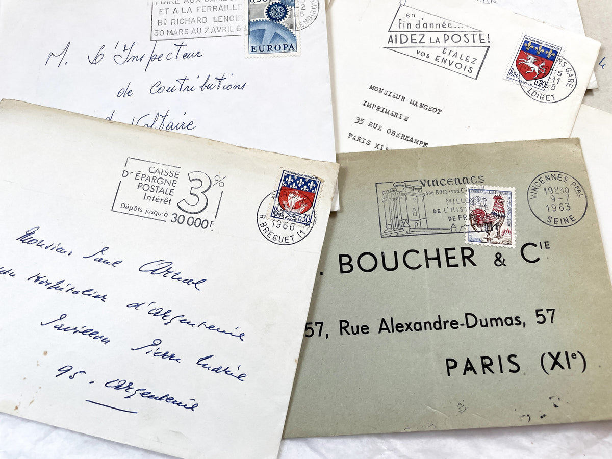 1960s - Lot of 20 Vintage French Envelopes – 1960s Ephemera for Junk Journals, Collage & Paper Crafts