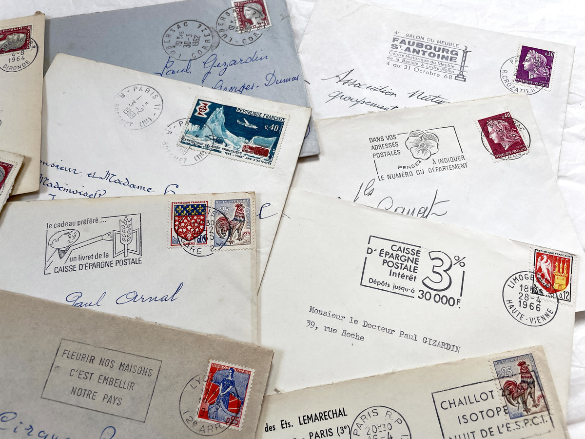 1960s - Lot of 20 Vintage French Envelopes – 1960s Ephemera for Junk Journals, Collage & Paper Crafts