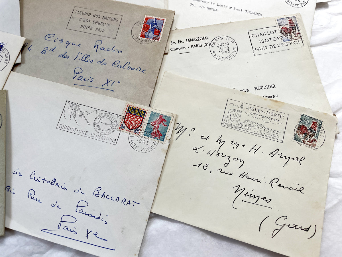 1960s - Lot of 20 Vintage French Envelopes – 1960s Ephemera for Junk Journals, Collage & Paper Crafts