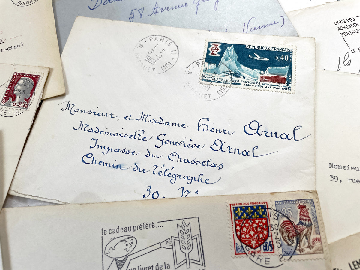 1960s - Lot of 20 Vintage French Envelopes – 1960s Ephemera for Junk Journals, Collage & Paper Crafts