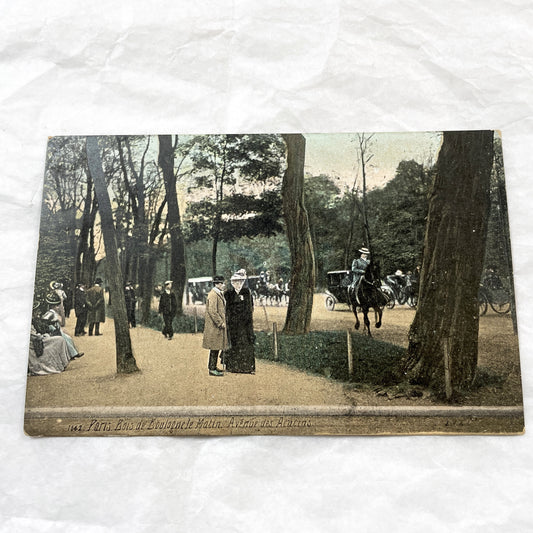 1900s - Vintage Paris Postcard - Bois de Boulogne Avenue des Acacias Morning Scene - French Ephemera - Belle Epoque Stroll