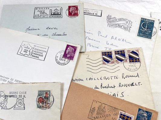 1960s - Lot of 20 Vintage French Envelopes – 1960s Ephemera for Junk Journals, Collage & Paper Crafts