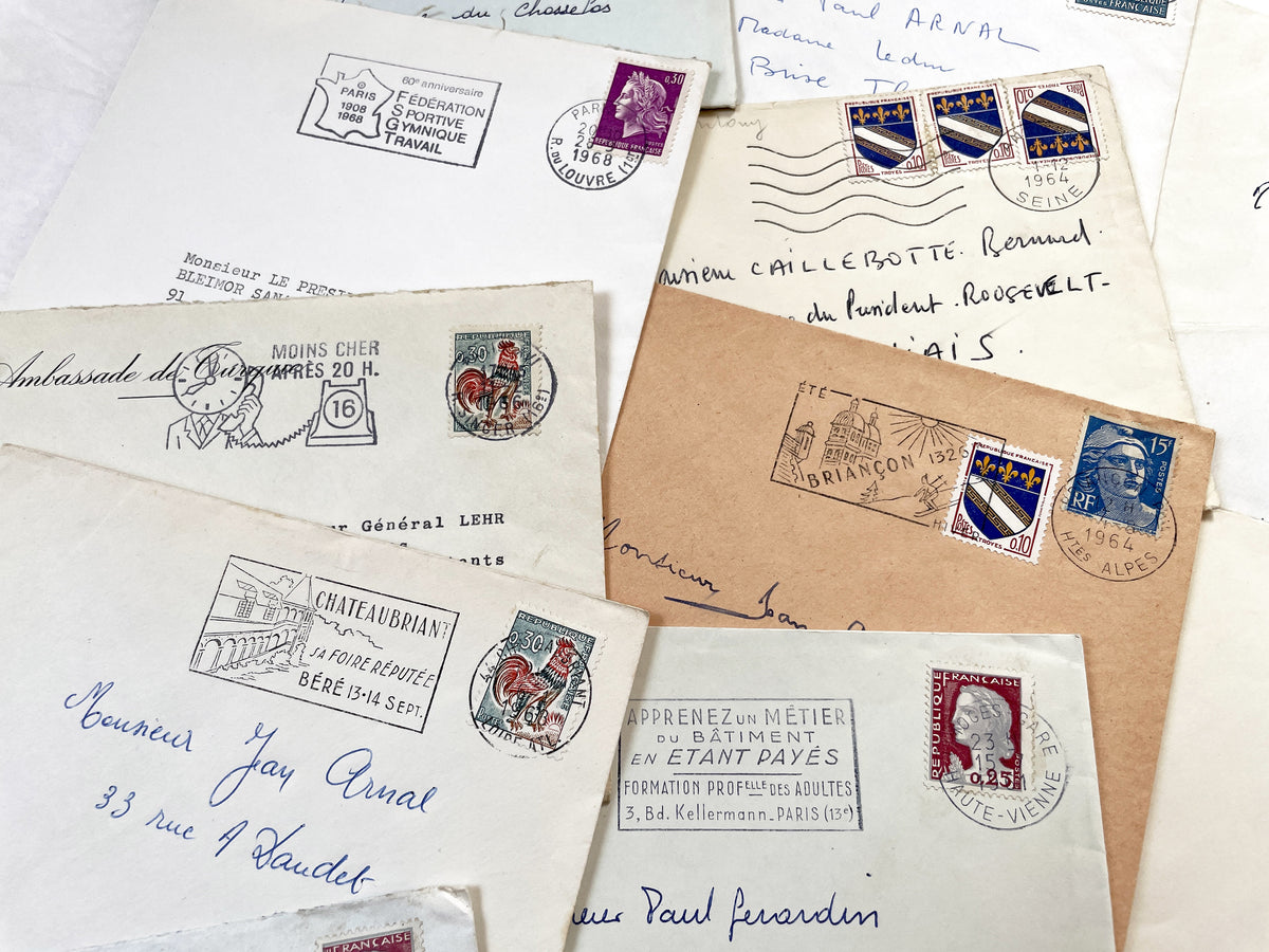 1960s - Lot of 20 Vintage French Envelopes – 1960s Ephemera for Junk Journals, Collage & Paper Crafts
