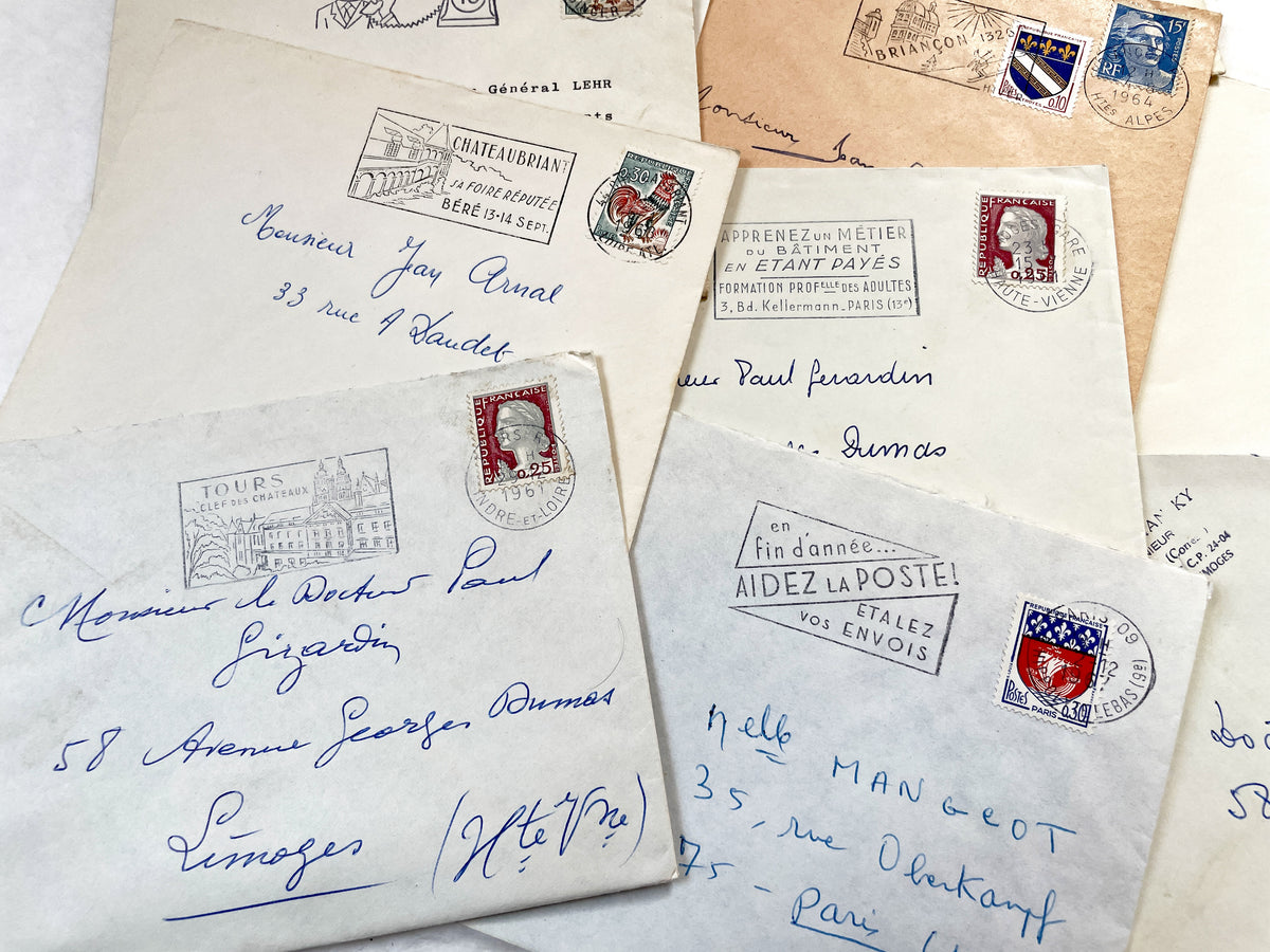 1960s - Lot of 20 Vintage French Envelopes – 1960s Ephemera for Junk Journals, Collage & Paper Crafts