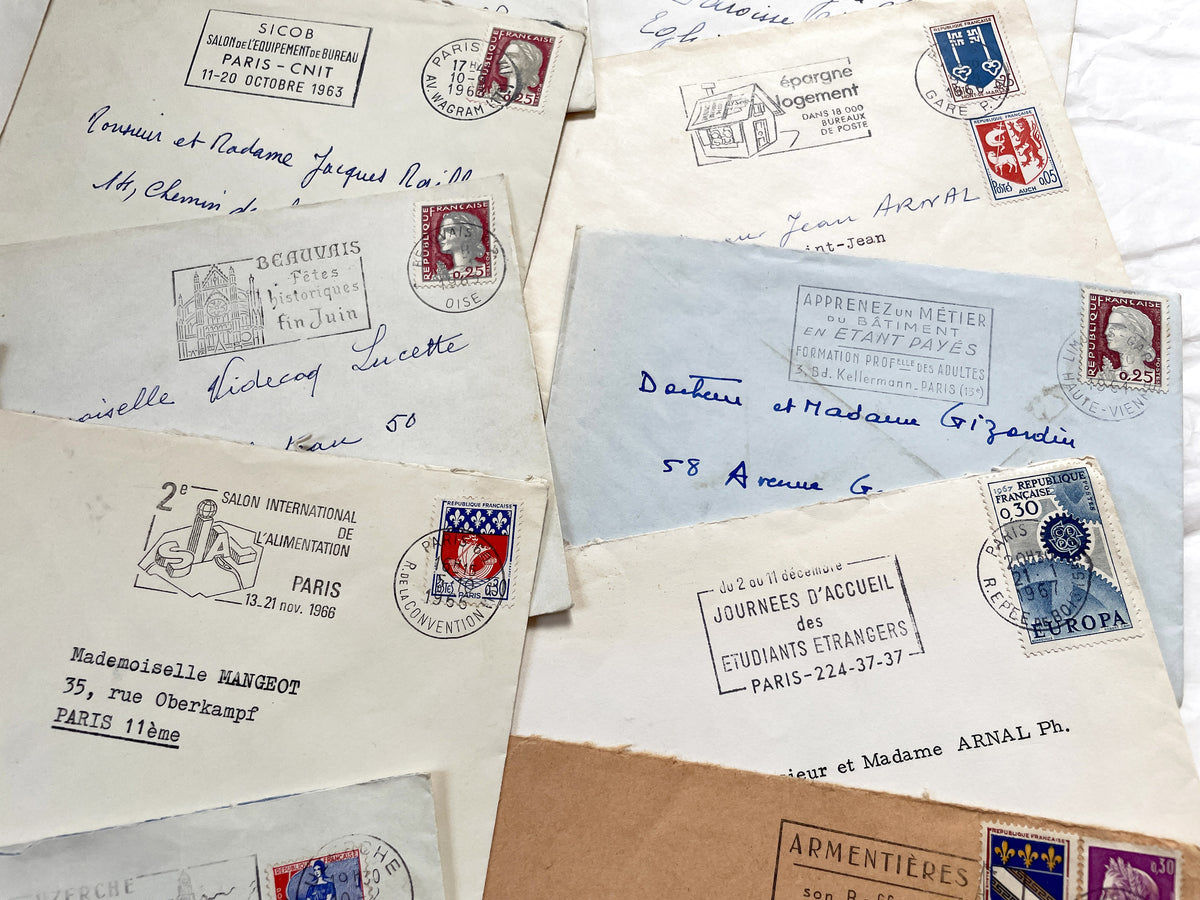 1960s - Lot of 20 Vintage French Envelopes – 1960s Ephemera for Junk Journals, Collage & Paper Crafts