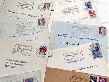 1960s - Lot of 20 Vintage French Envelopes – 1960s Ephemera for Junk Journals, Collage & Paper Crafts