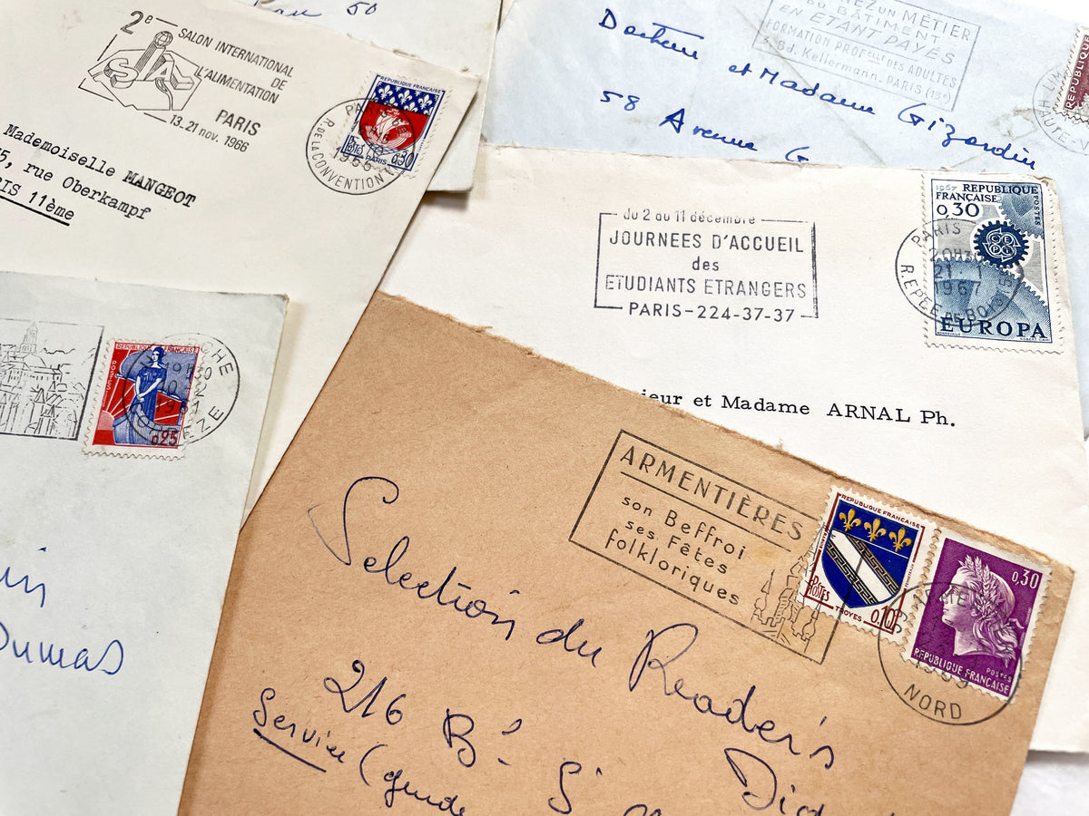 1960s - Lot of 20 Vintage French Envelopes – 1960s Ephemera for Junk Journals, Collage & Paper Crafts