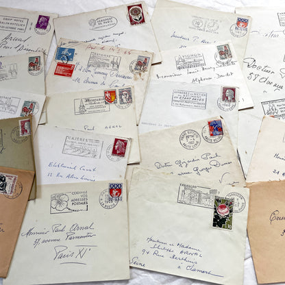1960s - Lot of 20 Vintage French Envelopes – 1960s Ephemera for Junk Journals, Collage & Paper Crafts