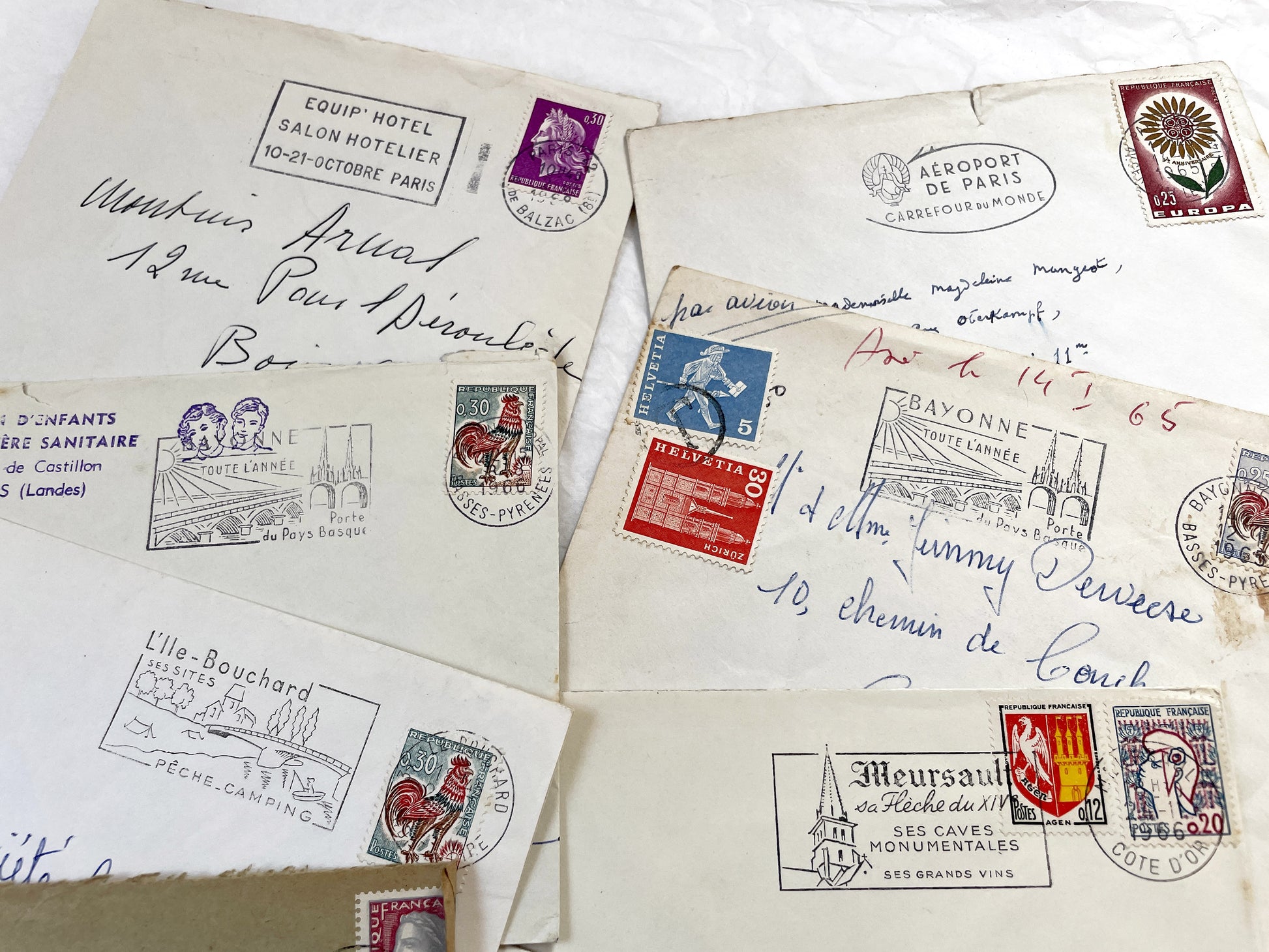 1960s - Lot of 20 Vintage French Envelopes – 1960s Ephemera for Junk Journals, Collage & Paper Crafts
