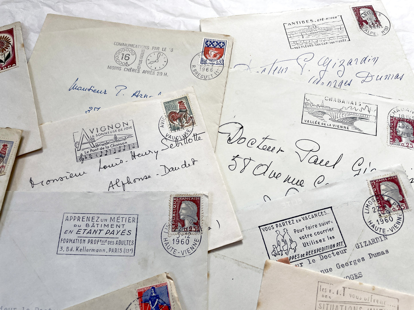 1960s - Lot of 20 Vintage French Envelopes – 1960s Ephemera for Junk Journals, Collage & Paper Crafts