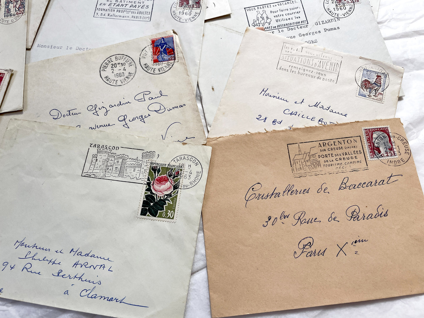 1960s - Lot of 20 Vintage French Envelopes – 1960s Ephemera for Junk Journals, Collage & Paper Crafts