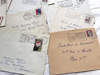 1960s - Lot of 20 Vintage French Envelopes – 1960s Ephemera for Junk Journals, Collage & Paper Crafts
