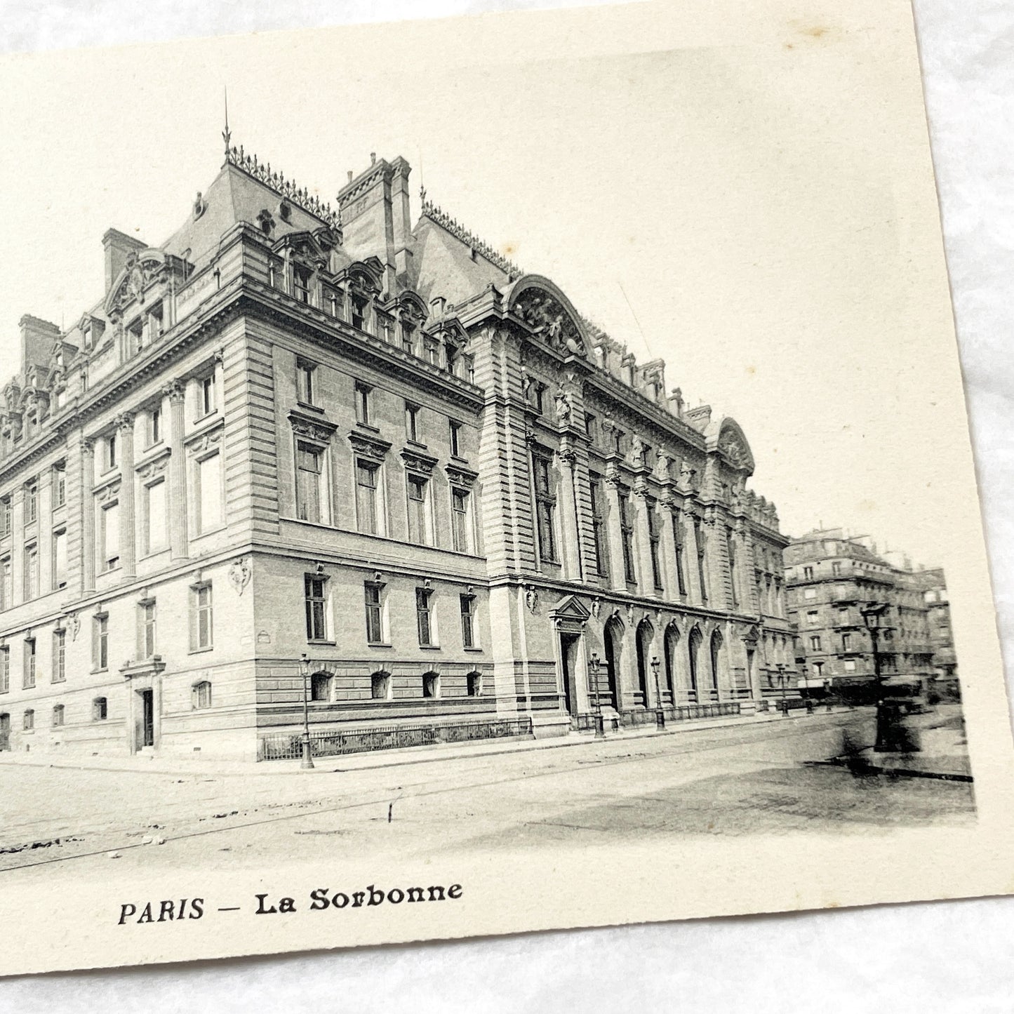 1900s - Vintage Paris La Sorbonne Postcard Black and White French Architecture - Landmark Building View - Historic Cityscape Collectible