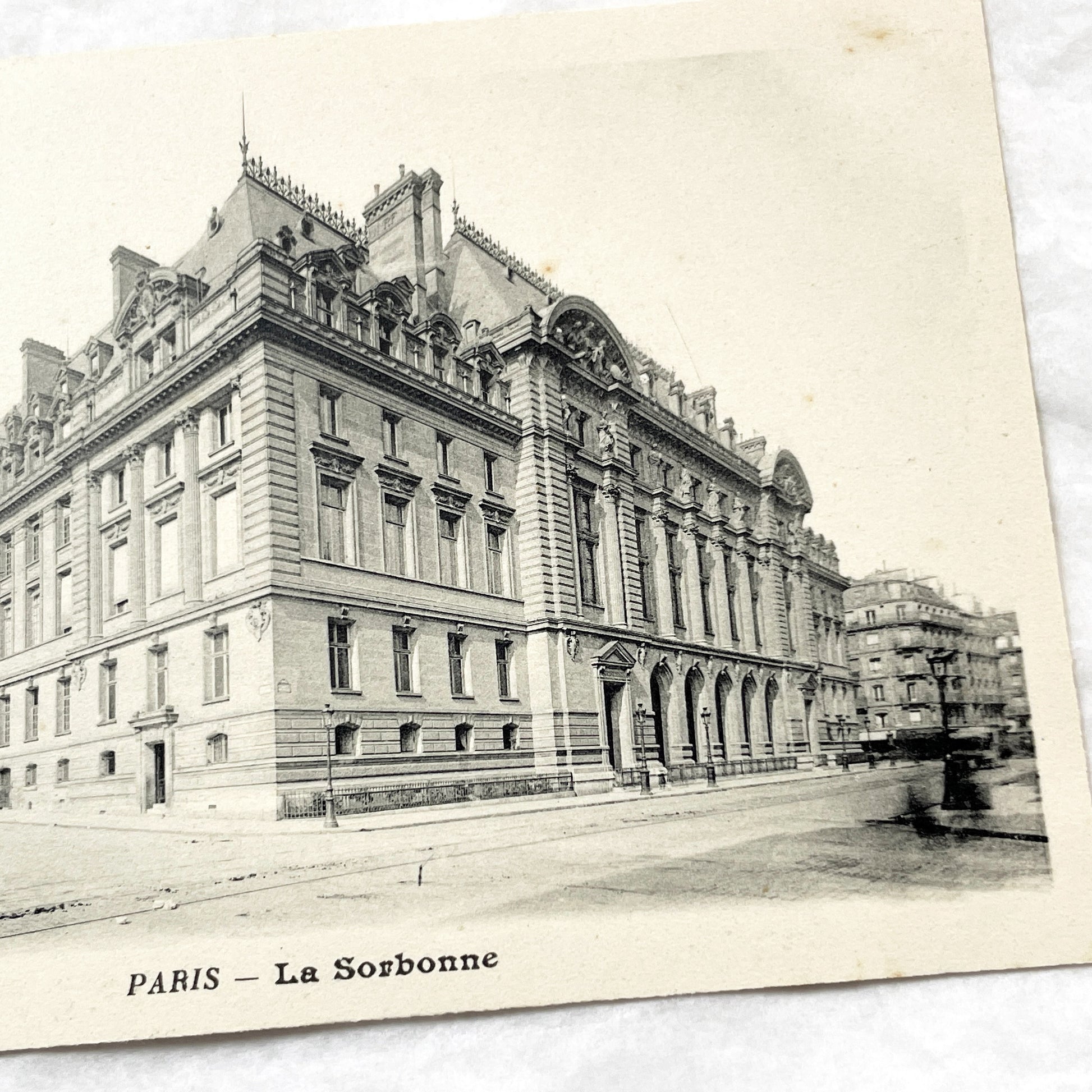 1900s - Vintage Paris La Sorbonne Postcard Black and White French Architecture - Landmark Building View - Historic Cityscape Collectible