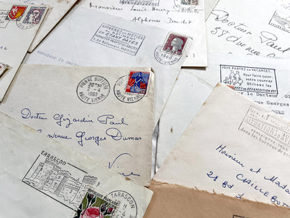 1960s - Lot of 20 Vintage French Envelopes – 1960s Ephemera for Junk Journals, Collage & Paper Crafts
