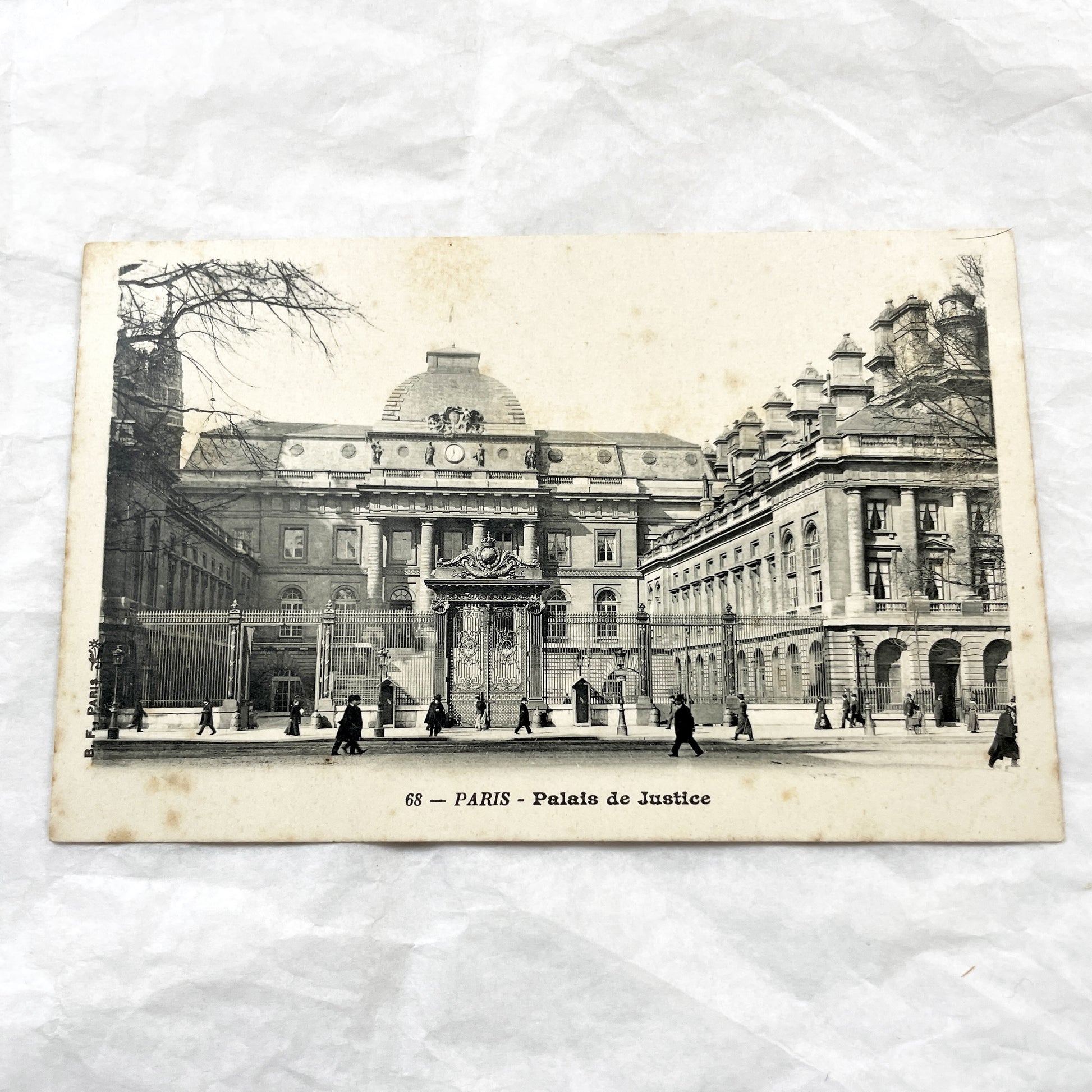 1910s - Paris Palais De Justice Vintage Postcard - French Architecture Historic Building - Black And White Photography Souvenir
