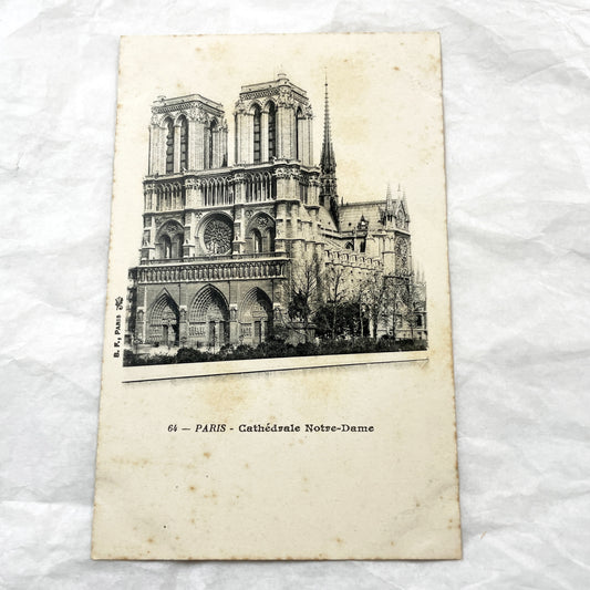 1900s - Vintage Postcard Paris Notre-Dame Cathedral - French Gothic Architecture - Historic Landmark - Collectible Ephemera