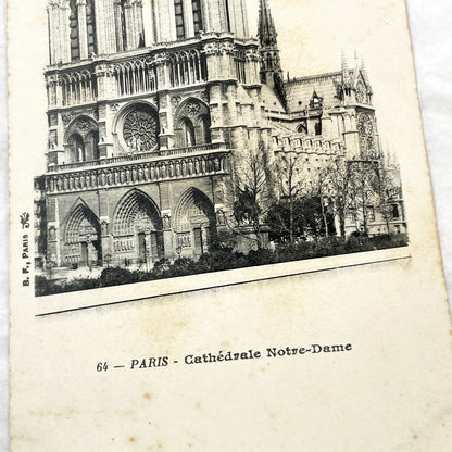 1900s - Vintage Postcard Paris Notre-Dame Cathedral - French Gothic Architecture - Historic Landmark - Collectible Ephemera