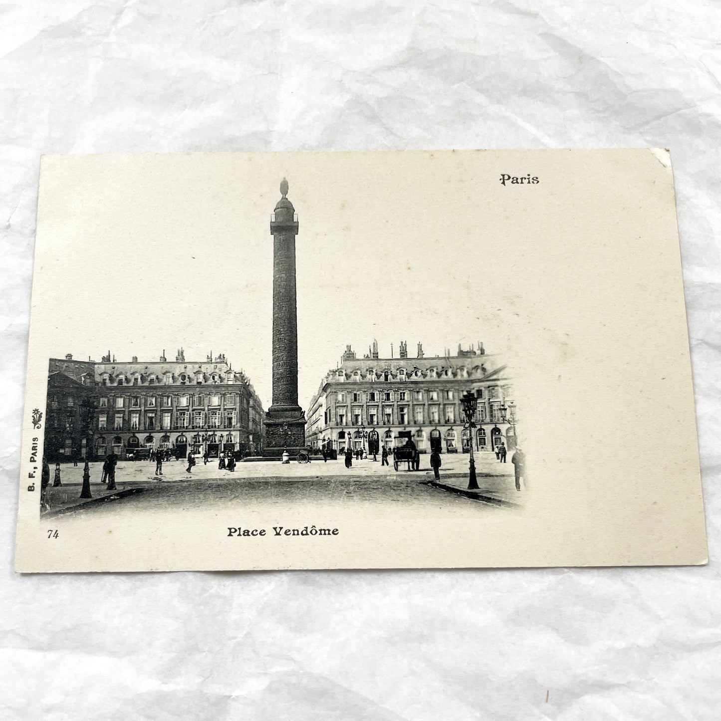 1900s - Vintage Paris Postcard - Place Vendome - Historic French Capital City Square - Napoleonic Column - Parisian Urban Scene