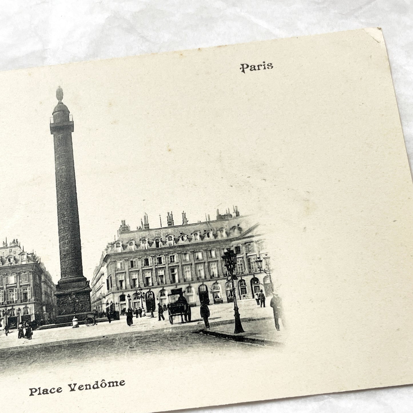 1900s - Vintage Paris Postcard - Place Vendome - Historic French Capital City Square - Napoleonic Column - Parisian Urban Scene
