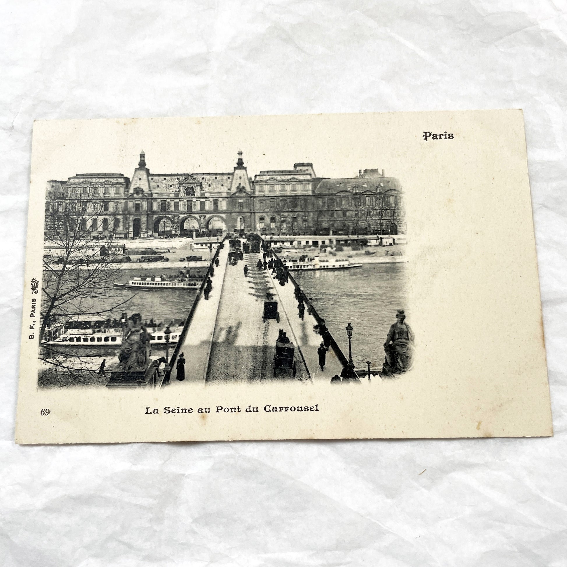 1900s - Vintage Paris Postcard - Pont Du Carrousel - Seine River - Louvre Palace View - Historic Capital City Scene - French Ephemera