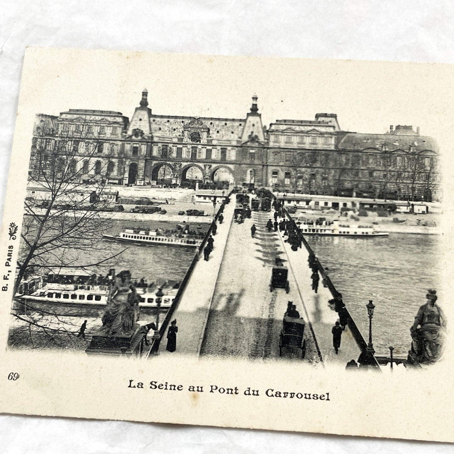1900s - Vintage Paris Postcard - Pont Du Carrousel - Seine River - Louvre Palace View - Historic Capital City Scene - French Ephemera