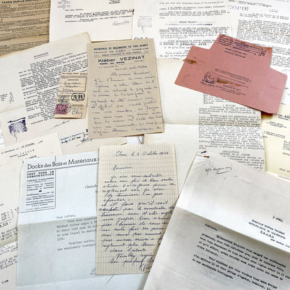 1950s - Vintage Ephemera Lot – French Letters, Invoices & Legal Documents from Notary Archive