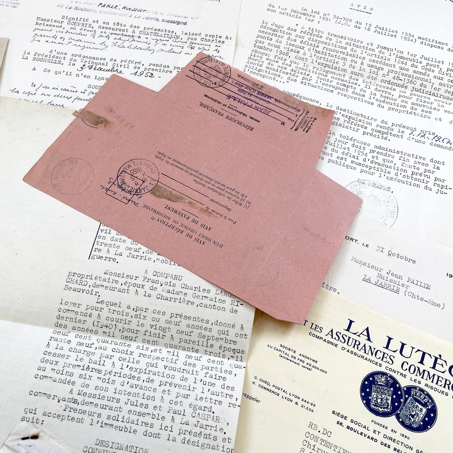 1950s - Vintage Ephemera Lot – French Letters, Invoices & Legal Documents from Notary Archive