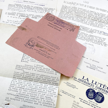 1950s - Vintage Ephemera Lot – French Letters, Invoices & Legal Documents from Notary Archive