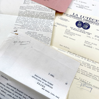 1950s - Vintage Ephemera Lot – French Letters, Invoices & Legal Documents from Notary Archive