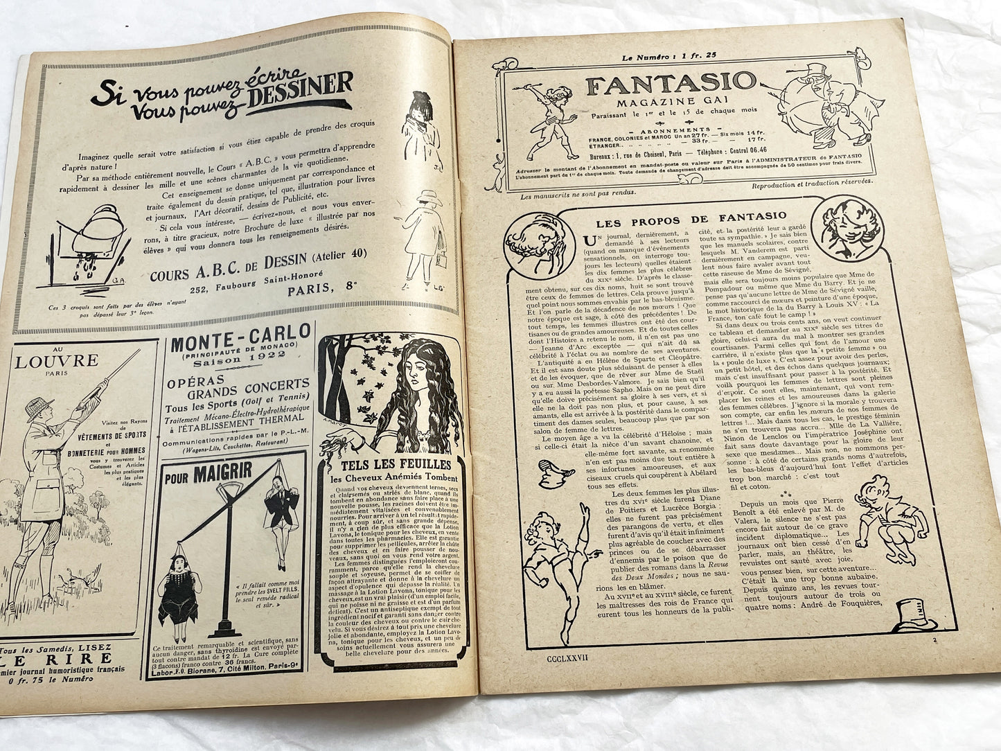 1920s - French magazine "Fantasio" with articles, photos, advertising, etc. - 1922 - 36 pages