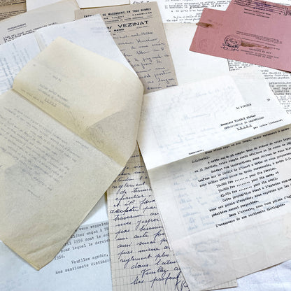 1950s - Vintage Ephemera Lot – French Letters, Invoices & Legal Documents from Notary Archive