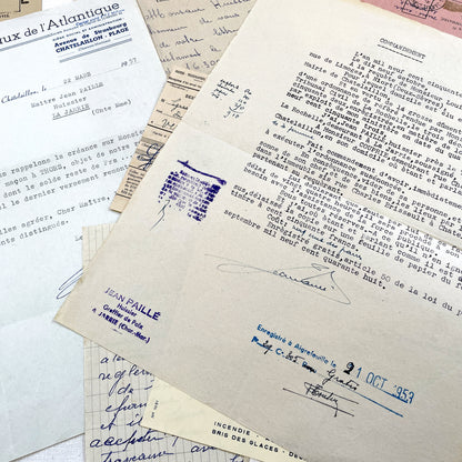 1950s - Vintage Ephemera Lot – French Letters, Invoices & Legal Documents from Notary Archive