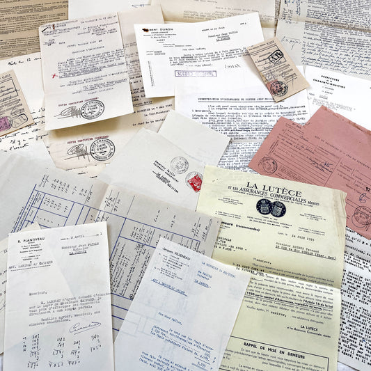 1950s - Vintage Ephemera Lot – French Letters, Invoices & Legal Documents from Notary Archive