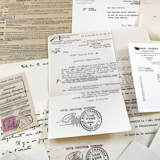 1950s - Vintage Ephemera Lot – French Letters, Invoices & Legal Documents from Notary Archive