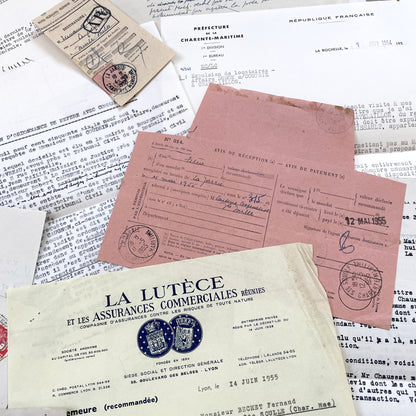 1950s - Vintage Ephemera Lot – French Letters, Invoices & Legal Documents from Notary Archive