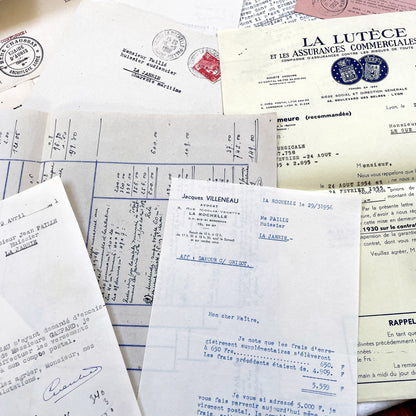 1950s - Vintage Ephemera Lot – French Letters, Invoices & Legal Documents from Notary Archive