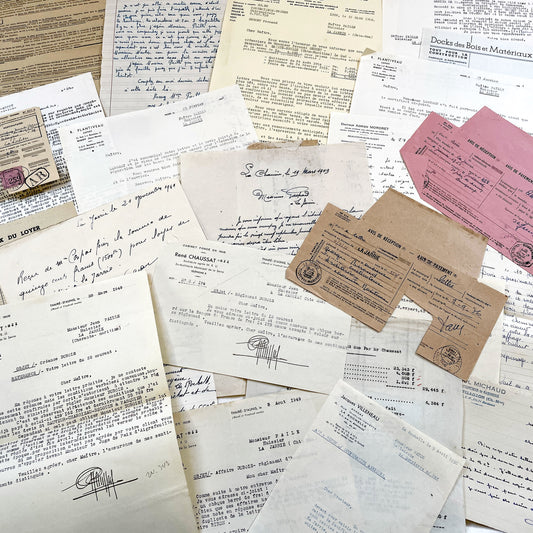 1950s - Vintage Ephemera Lot – French Letters, Invoices & Legal Documents from Notary Archive