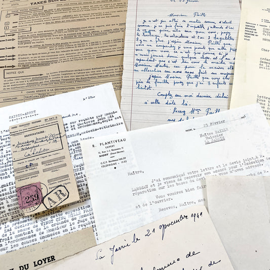 1950s - Vintage Ephemera Lot – French Letters, Invoices & Legal Documents from Notary Archive