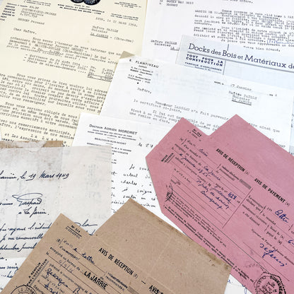 1950s - Vintage Ephemera Lot – French Letters, Invoices & Legal Documents from Notary Archive