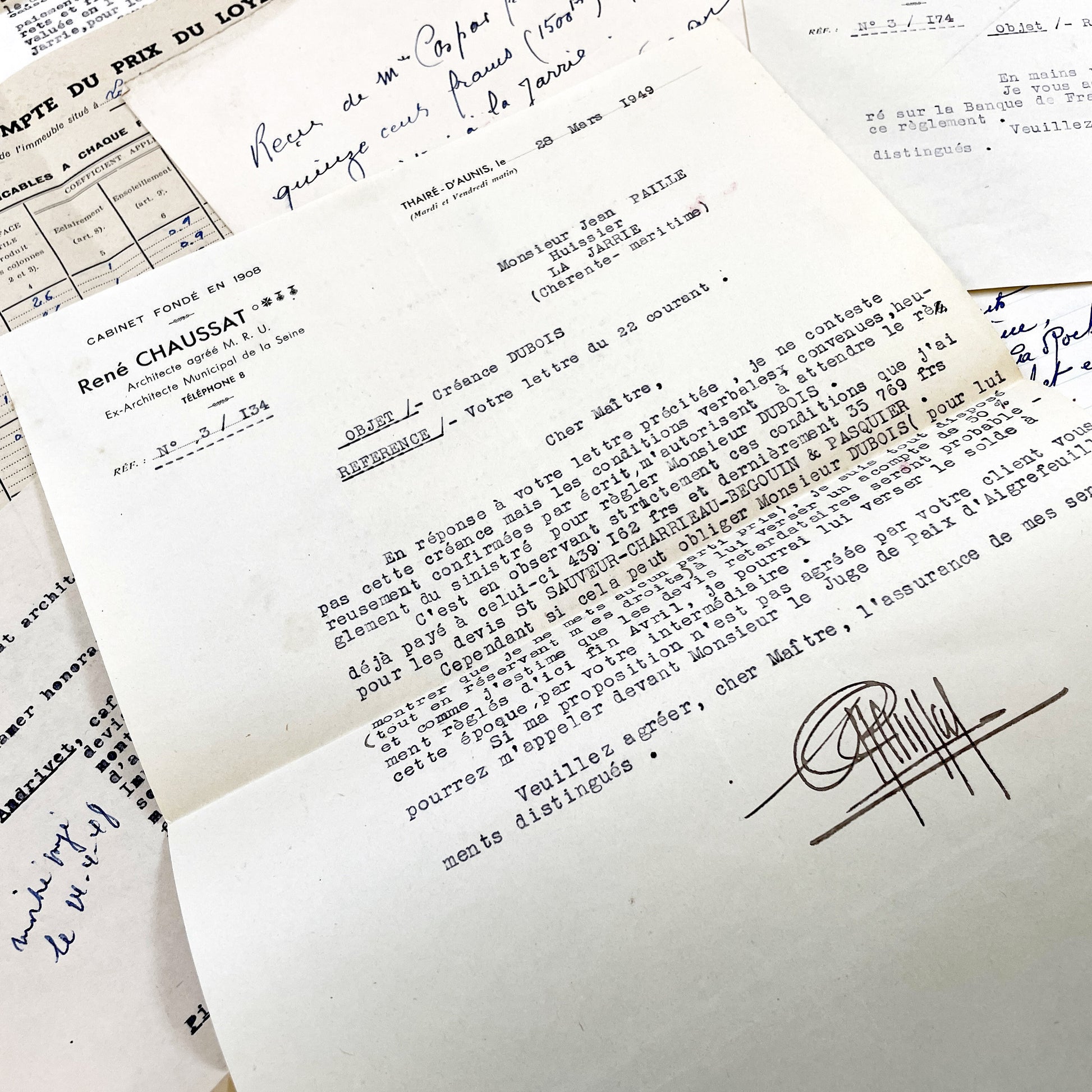 1950s - Vintage Ephemera Lot – French Letters, Invoices & Legal Documents from Notary Archive